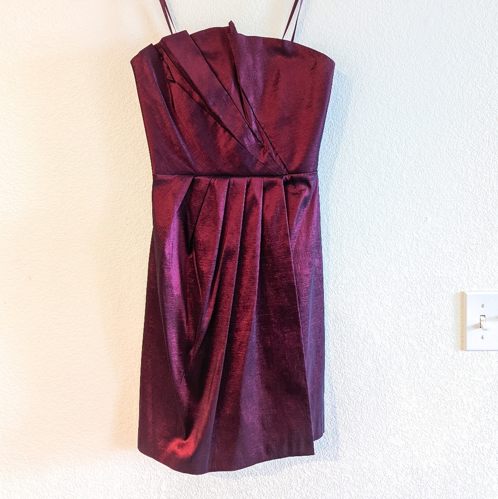 Max & Cleo | NWT Pleated Cocktail Evening Mini Dress - Crimson, Size 4